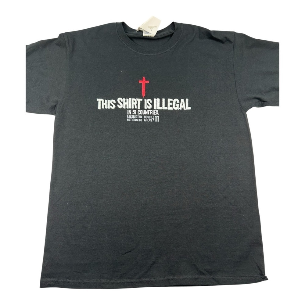 Christian Romans 1:16 Cross Graphic T-Shirt Black Gildan Size L Faith Tee NWT